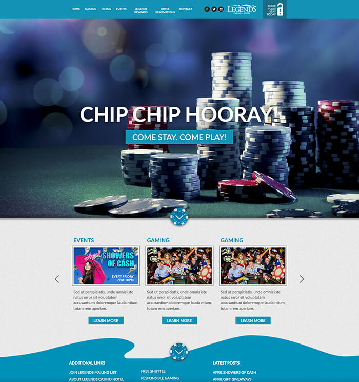 Legends Casino website design