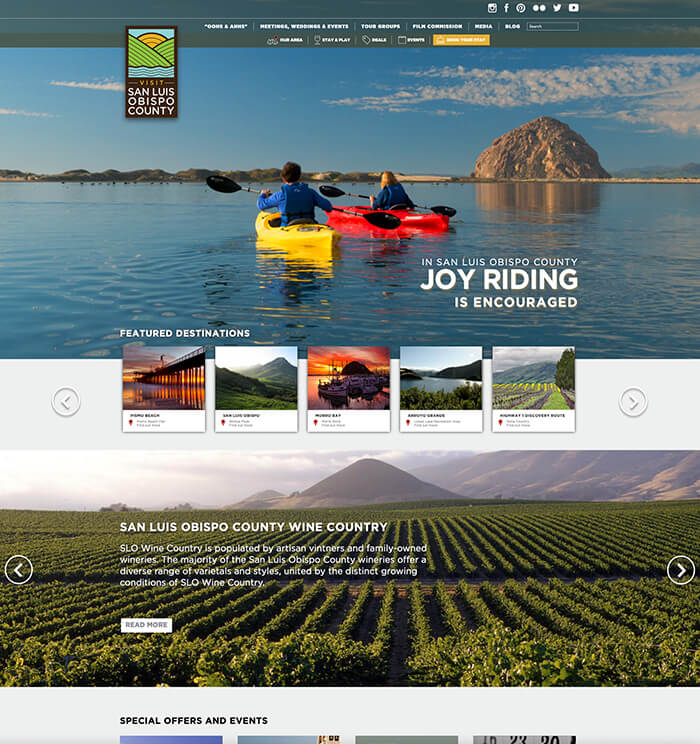 Visit San Luis Obispo County website landing page